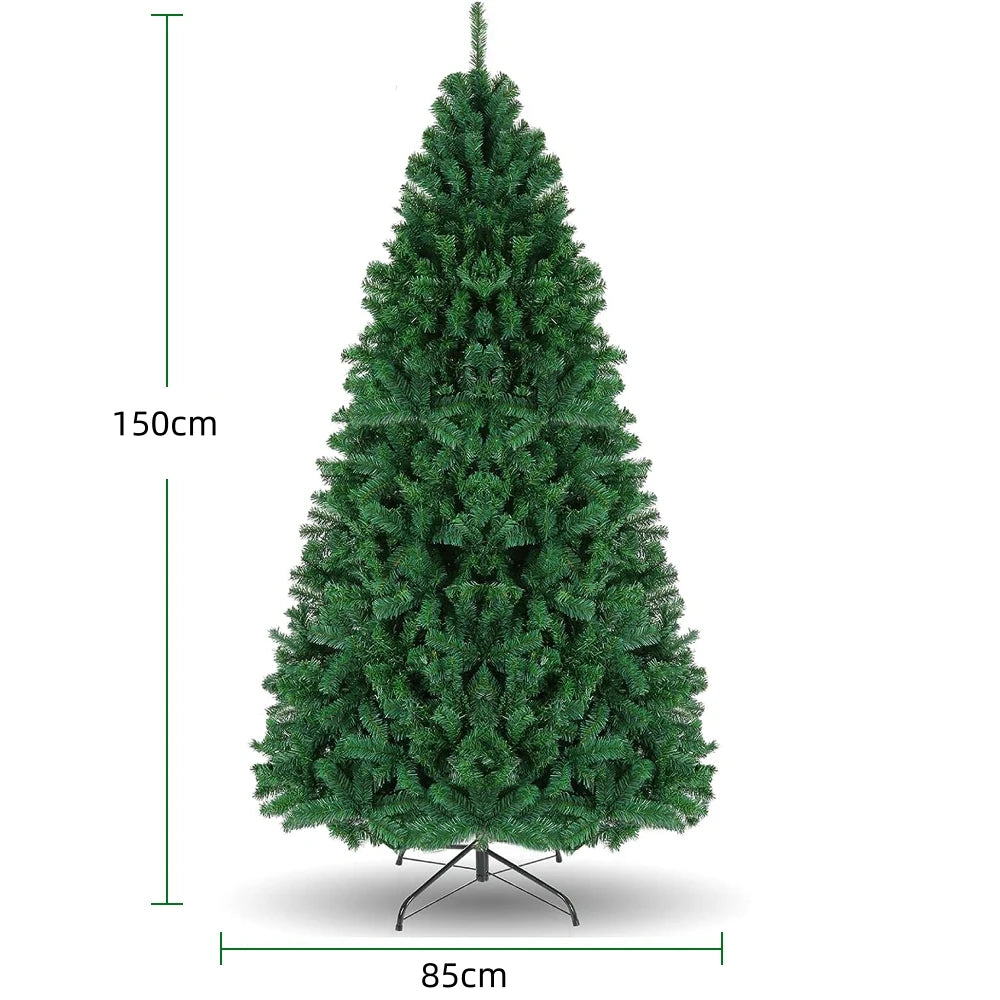 Künstlicher PVC-Weihnachtsbaum mit Metallständer – 90/120/150/180/210/240 cm | Weihnachtsdeko für Zuhause, Party & Neujahr | Navidad Deko