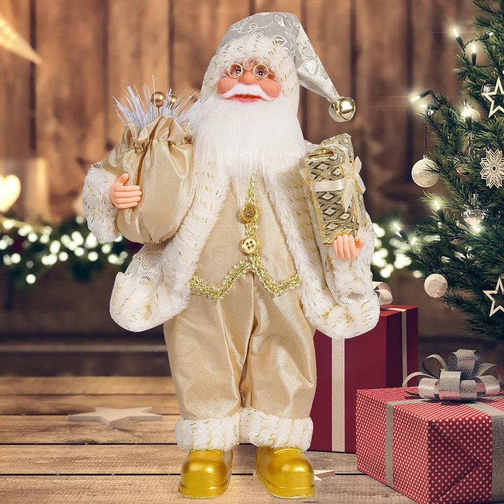32 cm Weihnachtsmann Figur – Stehende Santa-Puppe für Weihnachten, Festtagsdeko & Party-Ornamente (12 Zoll)