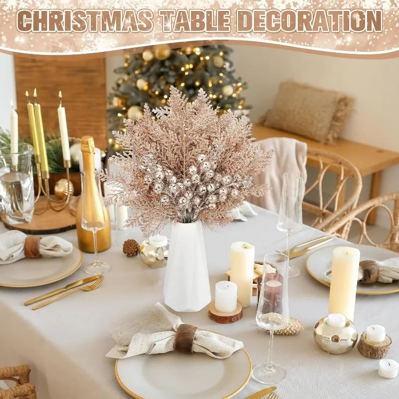 10 Stücke Glitter Weihnachtsdekoration Künstliche Berrys Weihnachtsbaum Hängen Hause Blumensträuße Dekor DIY Kranz Geschenk Zubehör