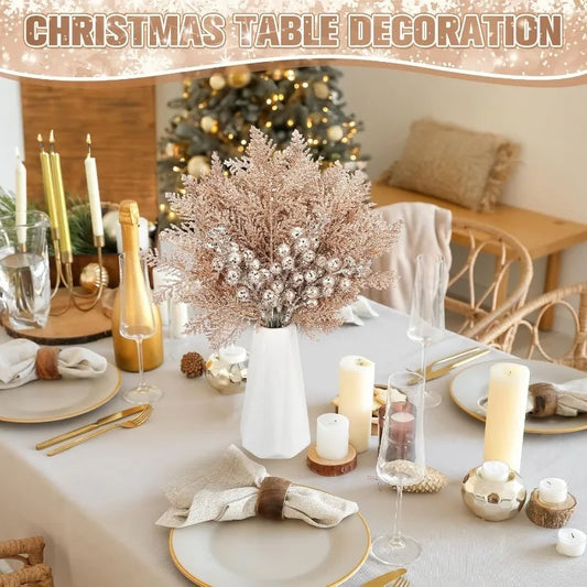 10 Stücke Glitter Weihnachtsdekoration Künstliche Berrys Weihnachtsbaum Hängen Hause Blumensträuße Dekor DIY Kranz Geschenk Zubehör