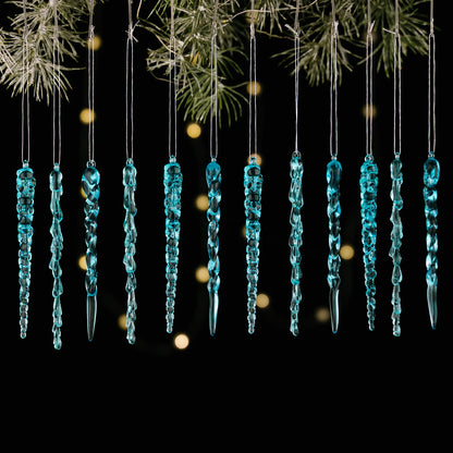 Transparente Acryl-Eiszapfen & Schneeflocken – Weihnachtsbaum-Anhänger, Kristalloptik, Hängende Ornamente für Zuhause & Partydeko