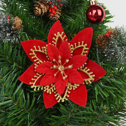 5/10 stücke Künstliche Weihnachten Baum Blume Glitter Dekoration Weihnachten Baum Ornamente Frohe Weihnachten Dekor Für Frohes Neues Jahr Navidad
