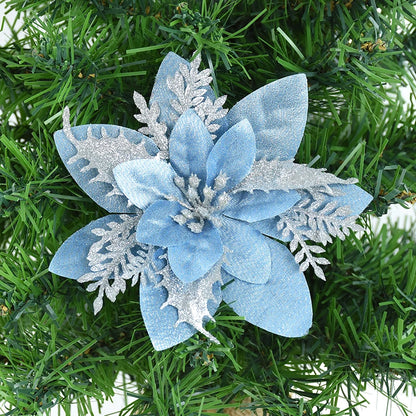 5/10 stücke Künstliche Weihnachten Baum Blume Glitter Dekoration Weihnachten Baum Ornamente Frohe Weihnachten Dekor Für Frohes Neues Jahr Navidad