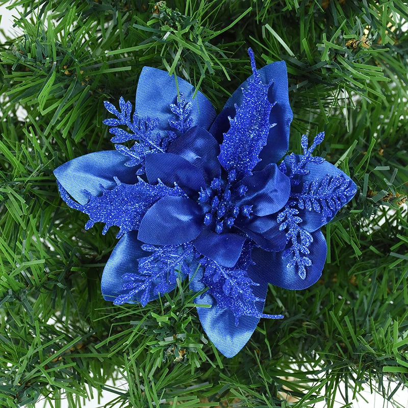 5/10 stücke Künstliche Weihnachten Baum Blume Glitter Dekoration Weihnachten Baum Ornamente Frohe Weihnachten Dekor Für Frohes Neues Jahr Navidad