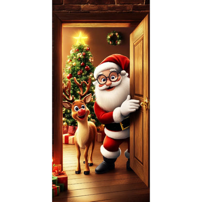 Große Weihnachtsbaum-Muster-Türabdeckung, 185 x 90 cm, Banner, vielseitig einsetzbar, zum Aufhängen, für Zuhause, Outdoor, Dekorationen für Eingänge, Zimmer, Küche