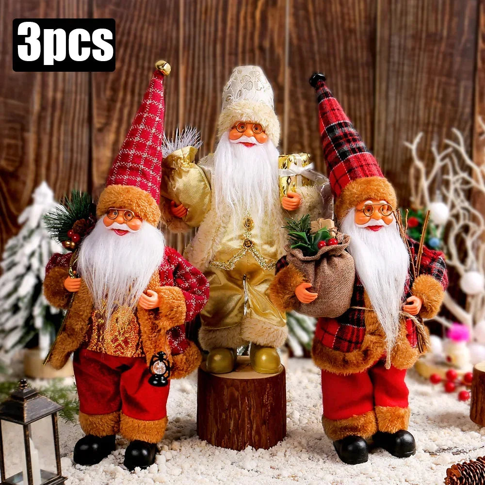 1–4 Stück Weihnachtsdekoration – Santa Claus Plüschpuppe 30 cm | Niedliche Weihnachtsornamente für Zuhause, Party & Neujahrsgeschenke