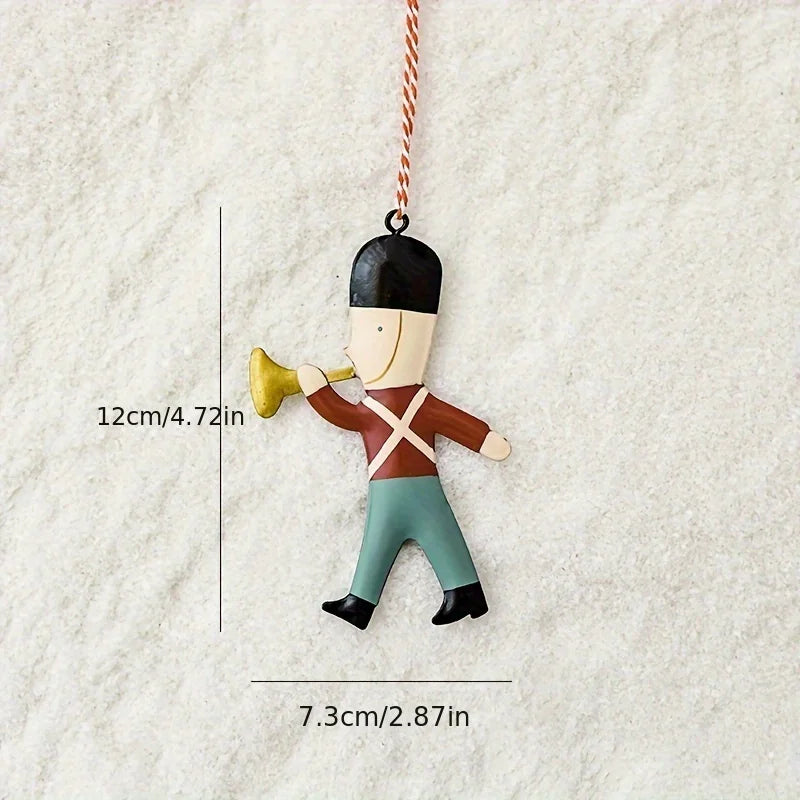 Weihnachtsdekoration, kleiner Anhänger, Soldat, Weihnachtsmann, doppelseitiges Eisenblech, Eisenkunst, Weihnachtsdekoration, Anhänger