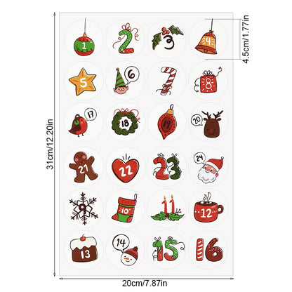 1/3/5 Blatt Weihnachten Adventskalender Aufkleber – Weihnachtscountdown Geschenkverpackung Etiketten, Frohe Weihnachten Party Dekoration, Neujahr