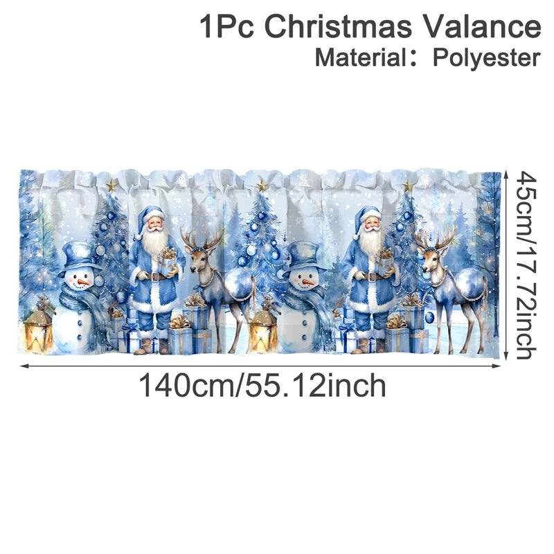 Weihnachtsvorhang Volant Weihnachtsstange Tasche Fensterbehandlung für Wohnzimmer Küche Schlafzimmer Weihnachtsdekorationen für Zuhause 2025