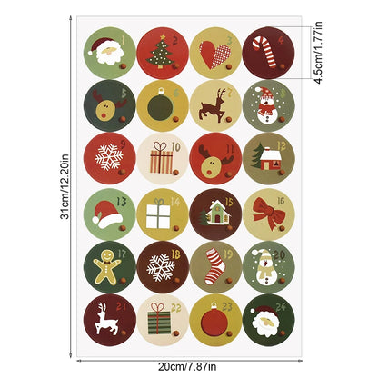 1/3/5 Blatt Weihnachten Adventskalender Aufkleber – Weihnachtscountdown Geschenkverpackung Etiketten, Frohe Weihnachten Party Dekoration, Neujahr
