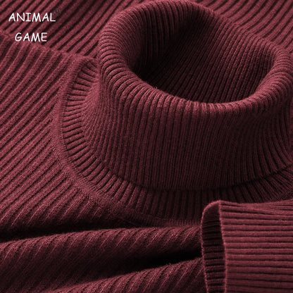 Autumn Men's Long Sleeved Turtleneck Sweater Stripes Knitted Heavyweight Sweaters Winter Outdoor Solid Color Daily Warm Coats