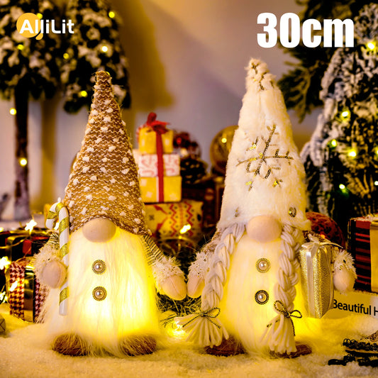 Leuchtender Weihnachtswichtel 30 cm – LED Faceless Gnome Deko für Weihnachten & Neujahr, Baumdekoration, Geschenkidee 2025