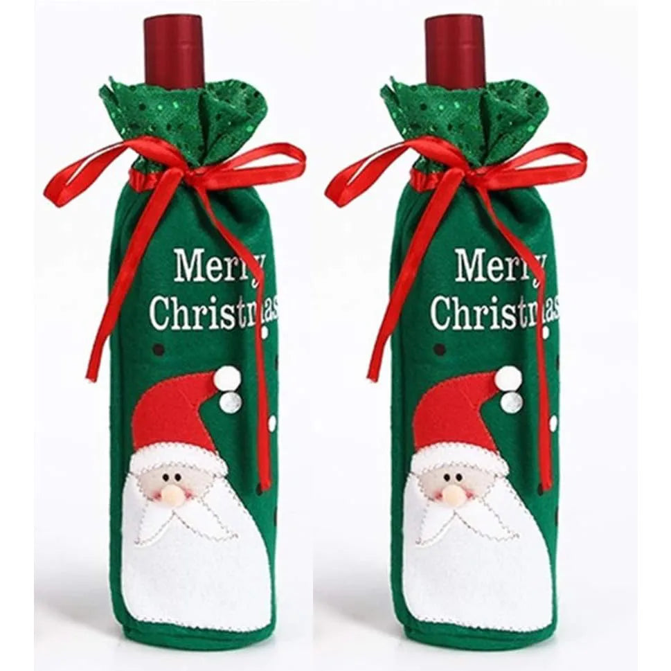 Weihnachten Weinflaschen-Taschen – Wiederverwendbare Flaschenhüllen für Champagner & Wein, festliche Tischdeko für Neujahr, Hochzeit & Feiertage
