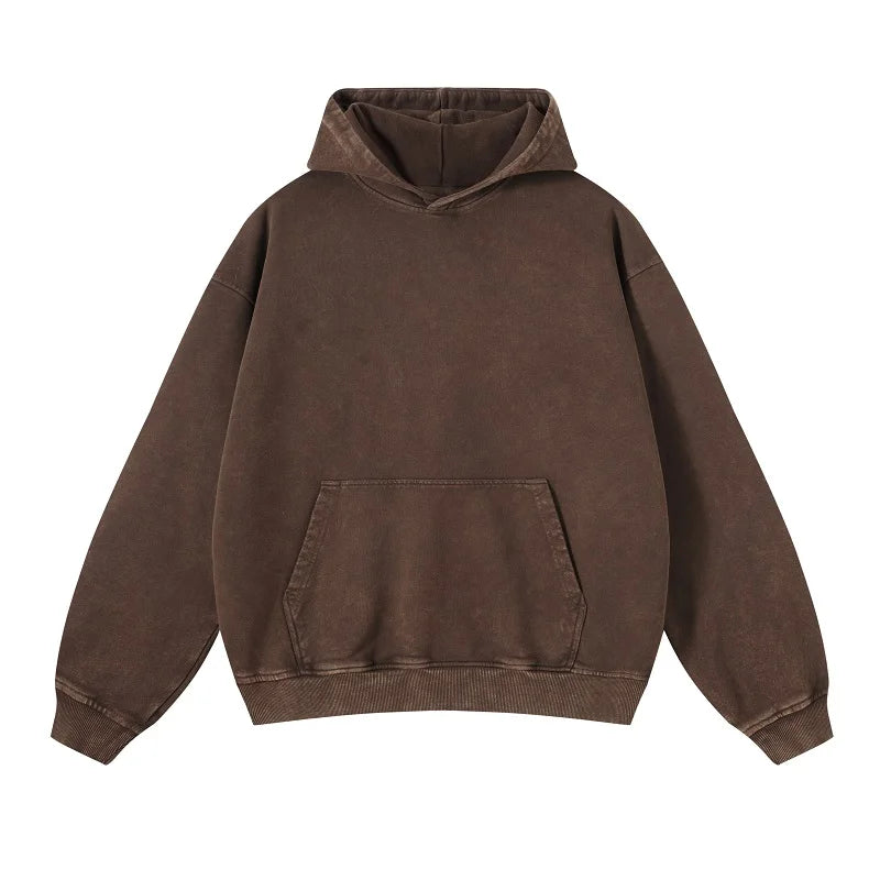 Heavyweight High Street Washed 520G Hooded Sweatshirt Vintage Dark Loose Oversized Unisex Hoodie