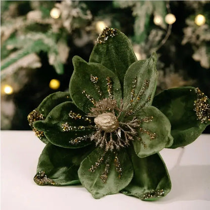 Künstliche Glitzer-Weihnachtsdekoration – Blumen für Weihnachtsbaumschmuck – Gefälschte Blumen – Neujahrs- & Partydekoration – Heimdekoration Weihnachten