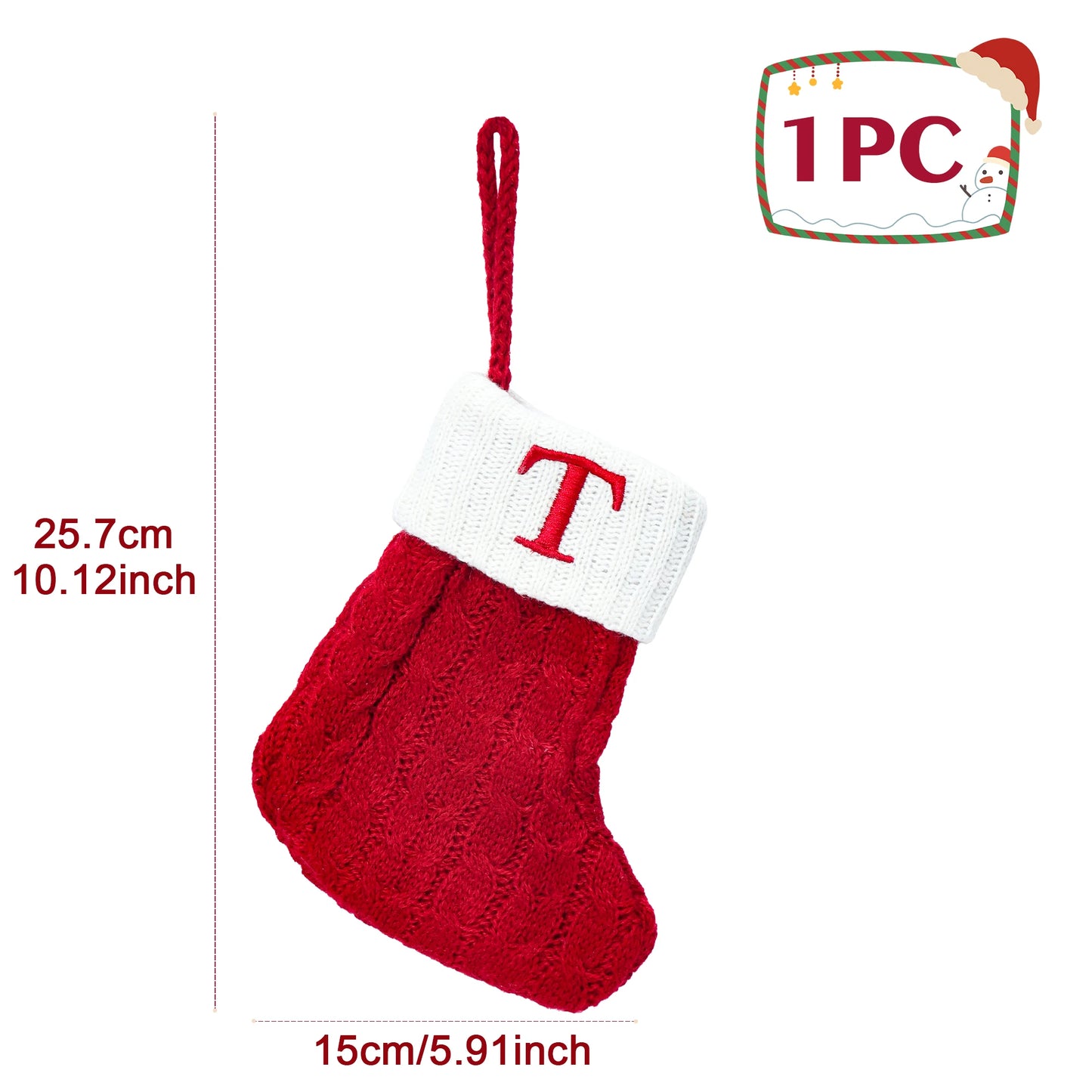 Weihnachtssocken Stricken mit Schneeflocken & Buchstaben – Weihnachtsstrumpf Ornament 2025 für Zuhause & Weihnachtsbaum – Geschenk Navidad Natal