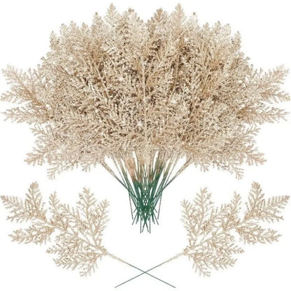 5/10 Stück rosa Glitzer künstliche Beeren Stielstrauß Kiefer Weihnachtsdekoration Picks für Weihnachtsbaumschmuck DIY Kranz Girlande