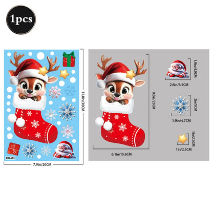 Weihnachten Fenster Statische Klampft Schneemann Santa Claus Schneeflocke Rentier Nette Weihnachten Dekoration Aufkleber Aufkleber Hause Ornamente Liefert