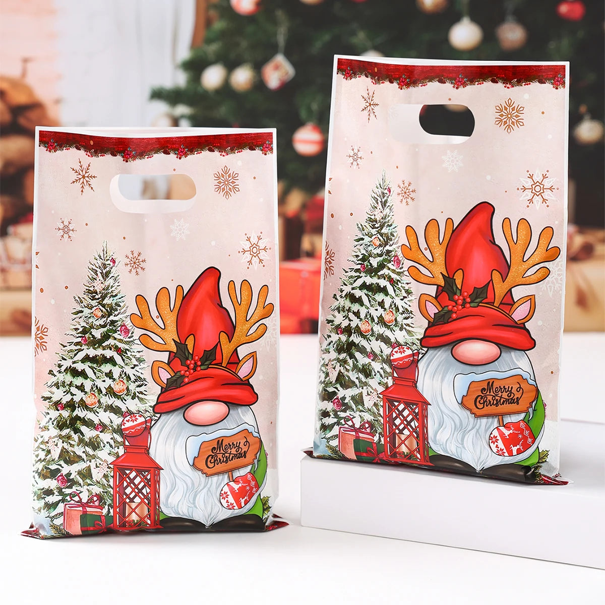 Weihnachtliche Geschenkbeutel – 10/25/50 Stück | Süße Weihnachtsmann-Geschenktüten für | Perfekt für Weihnachtsfeiern, Navidad & Neujahrsgeschenke