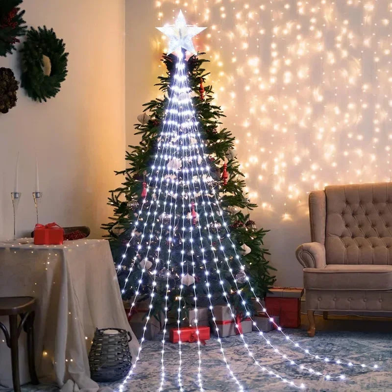 198 LED Stern Wasserfall Lichter Innen/Außen Weihnachten Lichterketten für Weihnachts baum Ornamente Wohnkultur Navidad Geschenke Neujahr