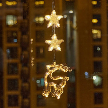 Weihnachten LED Saugnapf Lichter – Santa Claus, Schneeflocke & Elch Fenster Dekoration für Weihnachten & Neujahr Navidad