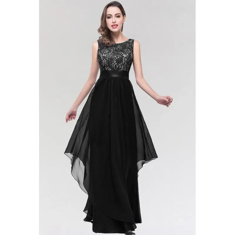 2025 Charming Prom Dress O-Neckline Illusion Lace Appqulies Corest Sleeveless Chiffon Skirt Long Maxi Gown Formal Occasion Gown