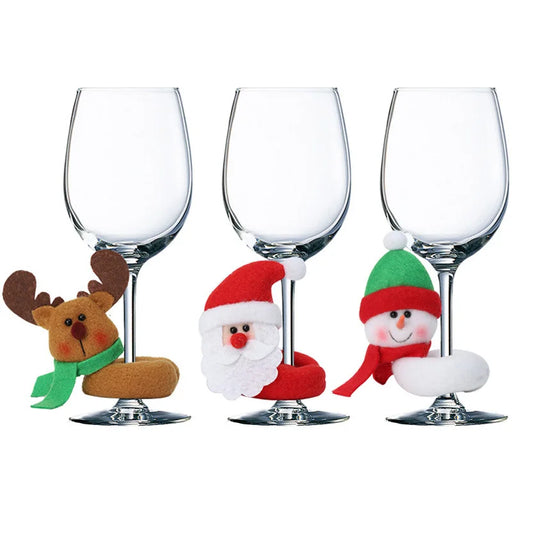 Weihnachten Wein Glas Dekorationen Santa Claus Schneemann Elch Wein Tasse Ring Neue Jahr Weihnachten Party Hause Tisch Dekoration Weihnachten Geschenke