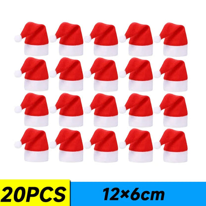 Mini-Weihnachtsmütze & Mini-Schal – Rot/Grün – Festliche Deko zum Aufhängen, für DIY, Lutscherflaschen, Fingerhüte & Weihnachtsfeiern