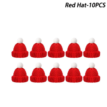 Mini-Weihnachtsmütze & Mini-Schal – Rot/Grün – Festliche Deko zum Aufhängen, für DIY, Lutscherflaschen, Fingerhüte & Weihnachtsfeiern