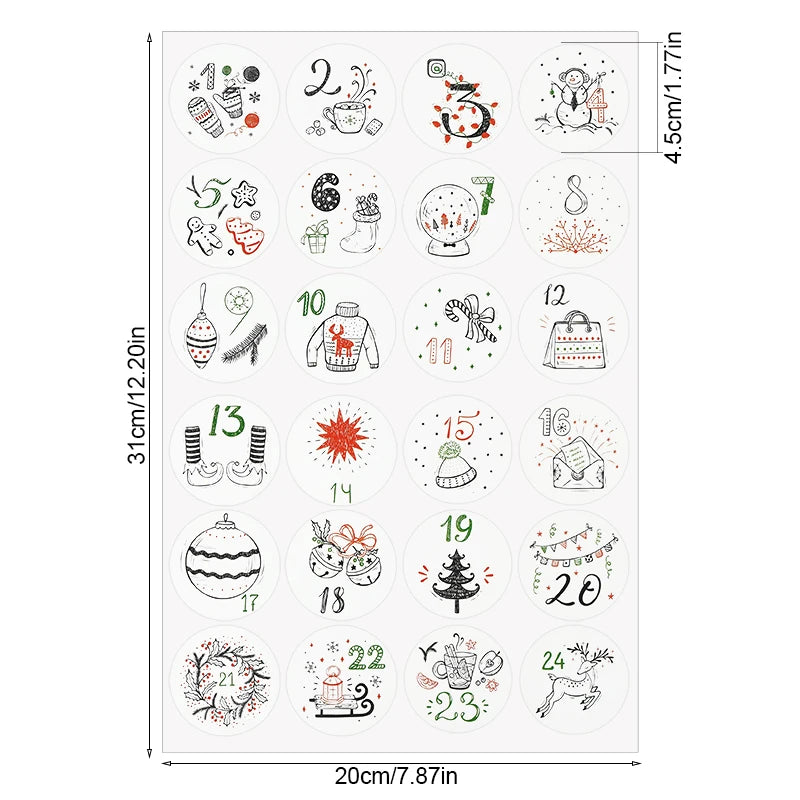 1/3/5 Blatt Weihnachten Adventskalender Aufkleber – Weihnachtscountdown Geschenkverpackung Etiketten, Frohe Weihnachten Party Dekoration, Neujahr