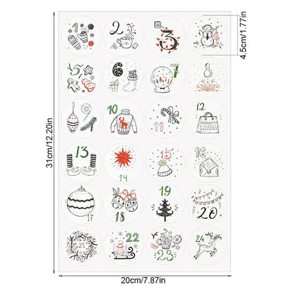 1/3/5 Blatt Weihnachten Adventskalender Aufkleber – Weihnachtscountdown Geschenkverpackung Etiketten, Frohe Weihnachten Party Dekoration, Neujahr