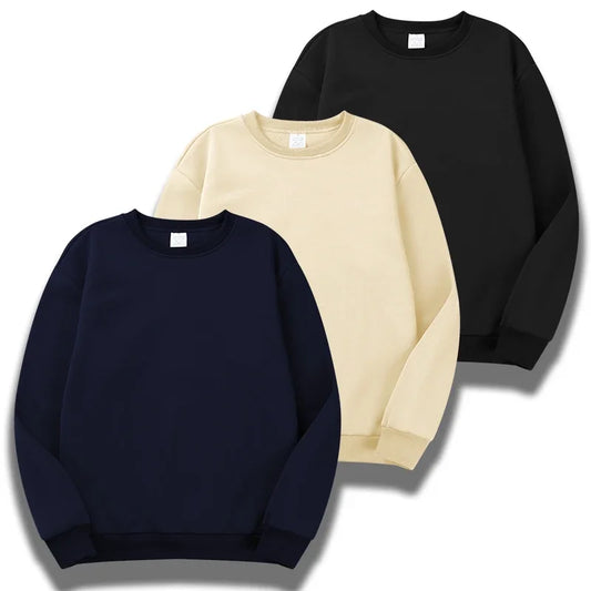 Men's Crew Neck Sweatshirts Single Color Oversize Sweatwear for Spring Outdoor Running Tops