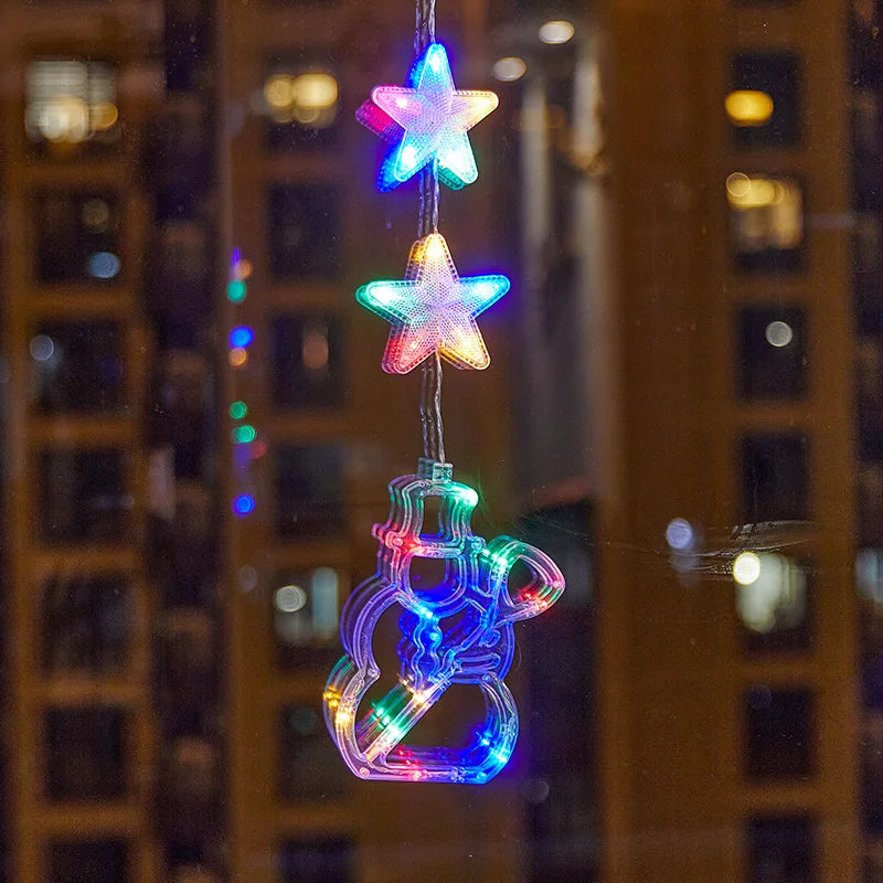 Weihnachten LED Saugnapf Lichter – Santa Claus, Schneeflocke & Elch Fenster Dekoration für Weihnachten & Neujahr Navidad