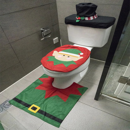Niedliche Weihnachts-Toilettensitzbezüge, kreativer Weihnachtsmann, Badezimmermatte, Weihnachtszubehör für Zuhause, Neujahr, Navidad, Geschenk, Dekoration