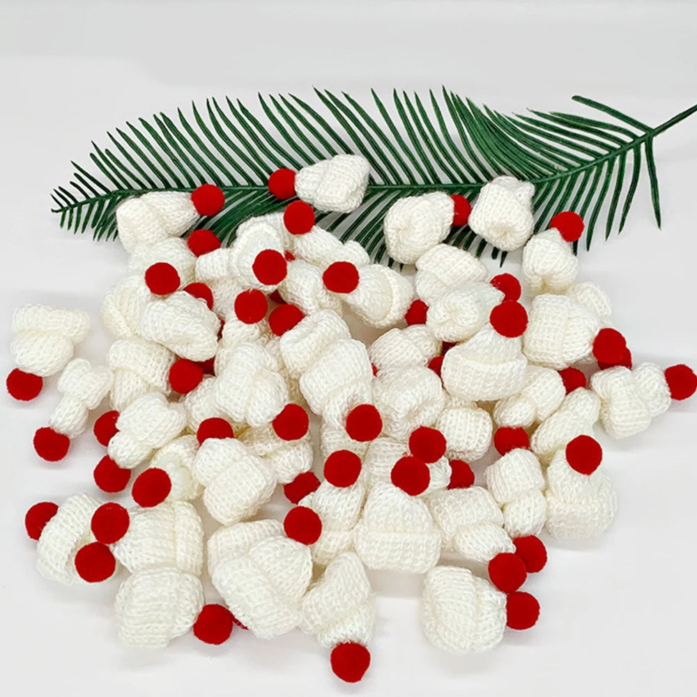 Mini Weihnachtsmütze und Schal Set – kleines Strick-Weihnachtskostüm für Katzen, Kaninchen, Puppen, Flaschenverschluss, DIY, Partydeko