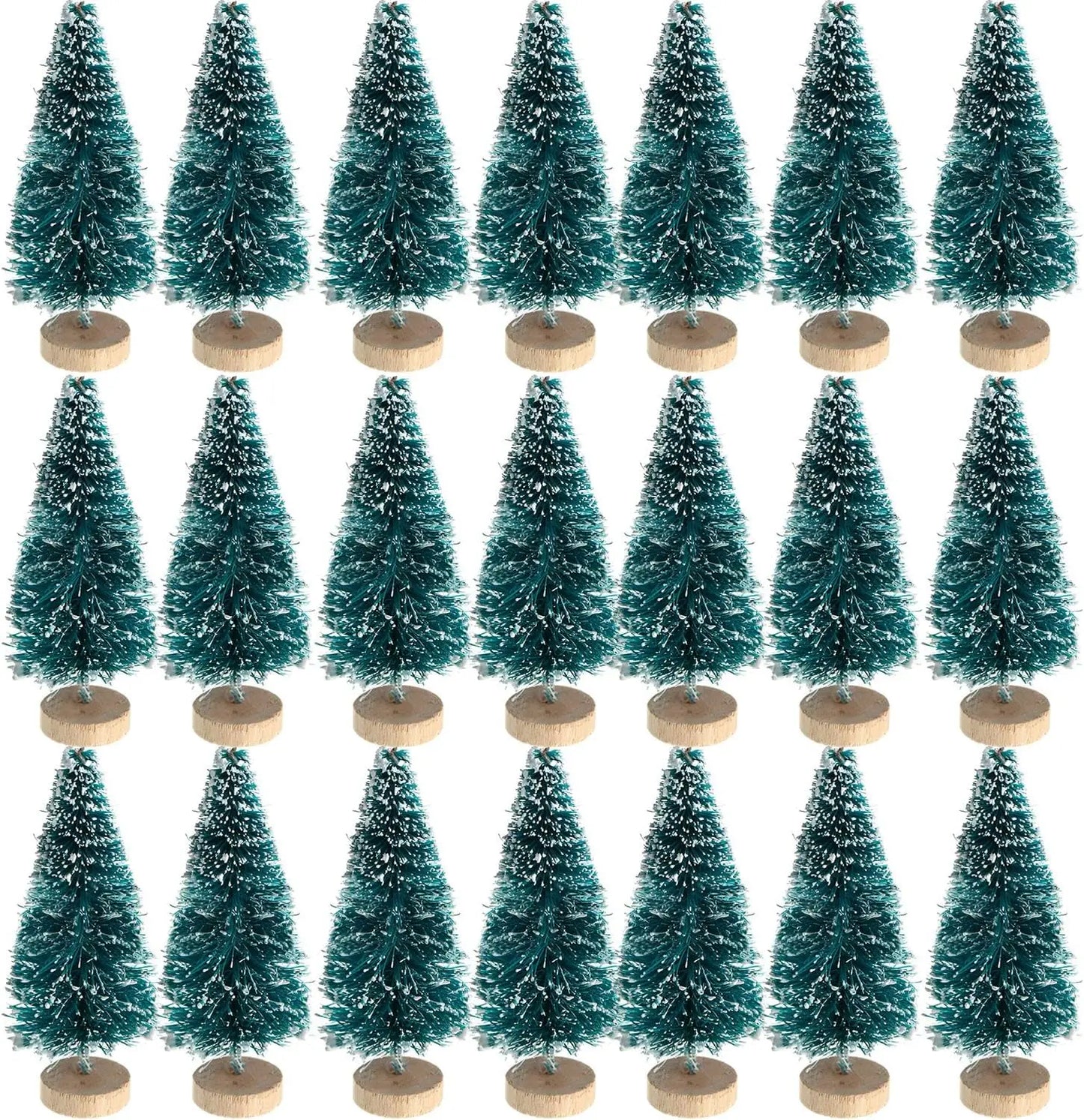5/500 Stück Mini Weihnachtsbaum – Kleine Künstliche Tannenbaum-Ornamente aus Sisal mit Holzsockel für Weihnachts- & Partydekoration