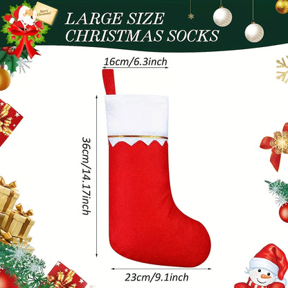 12 Stück Weihnachtsstrümpfe – Festliche rote Socken mit Weihnachtsmann- & Rentier-Design, Weihnachtsdeko für Zuhause & Geschenke