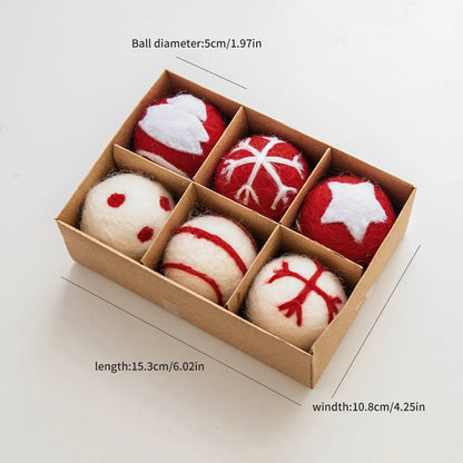 6 Weihnachtsdekorationen – Filzkugeln, kleine hängende Weihnachtsschneeflocken, Schneemann-Girlande, Weihnachtsbaumschmuck & Weihnachtsgeschenke