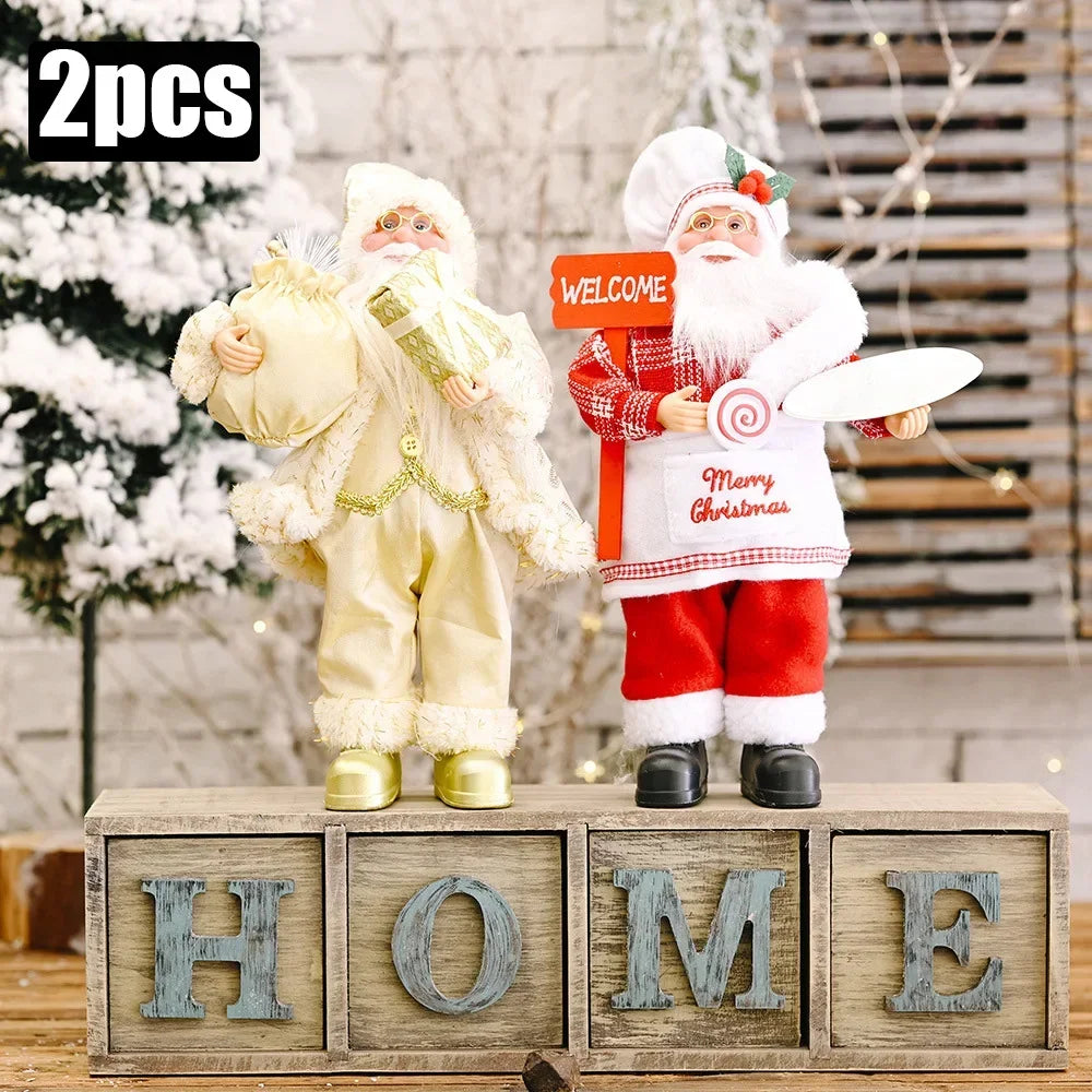 1–4 Stück Weihnachtsdekoration – Santa Claus Plüschpuppe 30 cm | Niedliche Weihnachtsornamente für Zuhause, Party & Neujahrsgeschenke