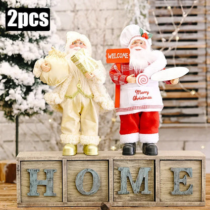 1–4 Stück Weihnachtsdekoration – Santa Claus Plüschpuppe 30 cm | Niedliche Weihnachtsornamente für Zuhause, Party & Neujahrsgeschenke