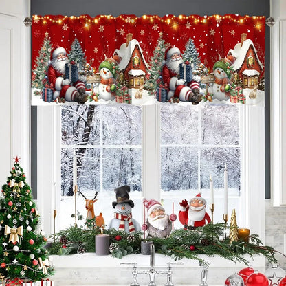 Weihnachtsvorhang Volant Weihnachtsstange Tasche Fensterbehandlung für Wohnzimmer Küche Schlafzimmer Weihnachtsdekorationen für Zuhause 2025