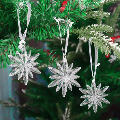 6/2 stücke Kristall Klar Schneeflocke Weihnachten Baum Anhänger Eiszapfen Dekorationen Für Urlaub Winter Party Transparent Hängen Ornament