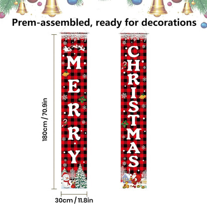 Weihnachtsdekorations-Banner, Weihnachts-Veranda-Türschild, Willkommensbanner für Wand, Zuhause, Party, Dekoration, Weihnachtsdekoration für drinnen und draußen