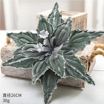 Künstliche Glitzer-Weihnachtsdekoration – Blumen für Weihnachtsbaumschmuck – Gefälschte Blumen – Neujahrs- & Partydekoration – Heimdekoration Weihnachten