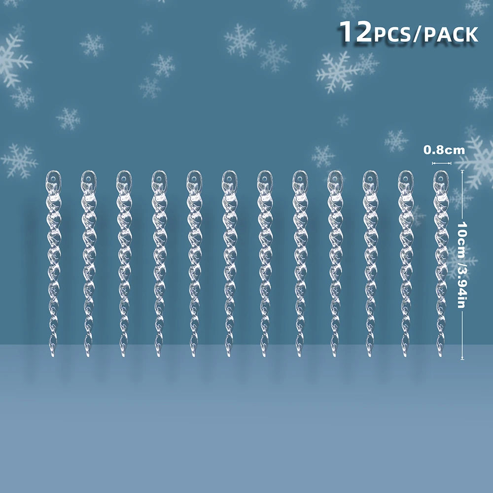 Klarer künstlicher Eiszapfen – 10/12 Stück in 10/13/15/20 cm – Realistische Weihnachts-Eiszapfen für Weihnachtsbaum, Winterparty & Heimdekoration