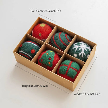 6 Weihnachtsdekorationen – Filzkugeln, kleine hängende Weihnachtsschneeflocken, Schneemann-Girlande, Weihnachtsbaumschmuck & Weihnachtsgeschenke