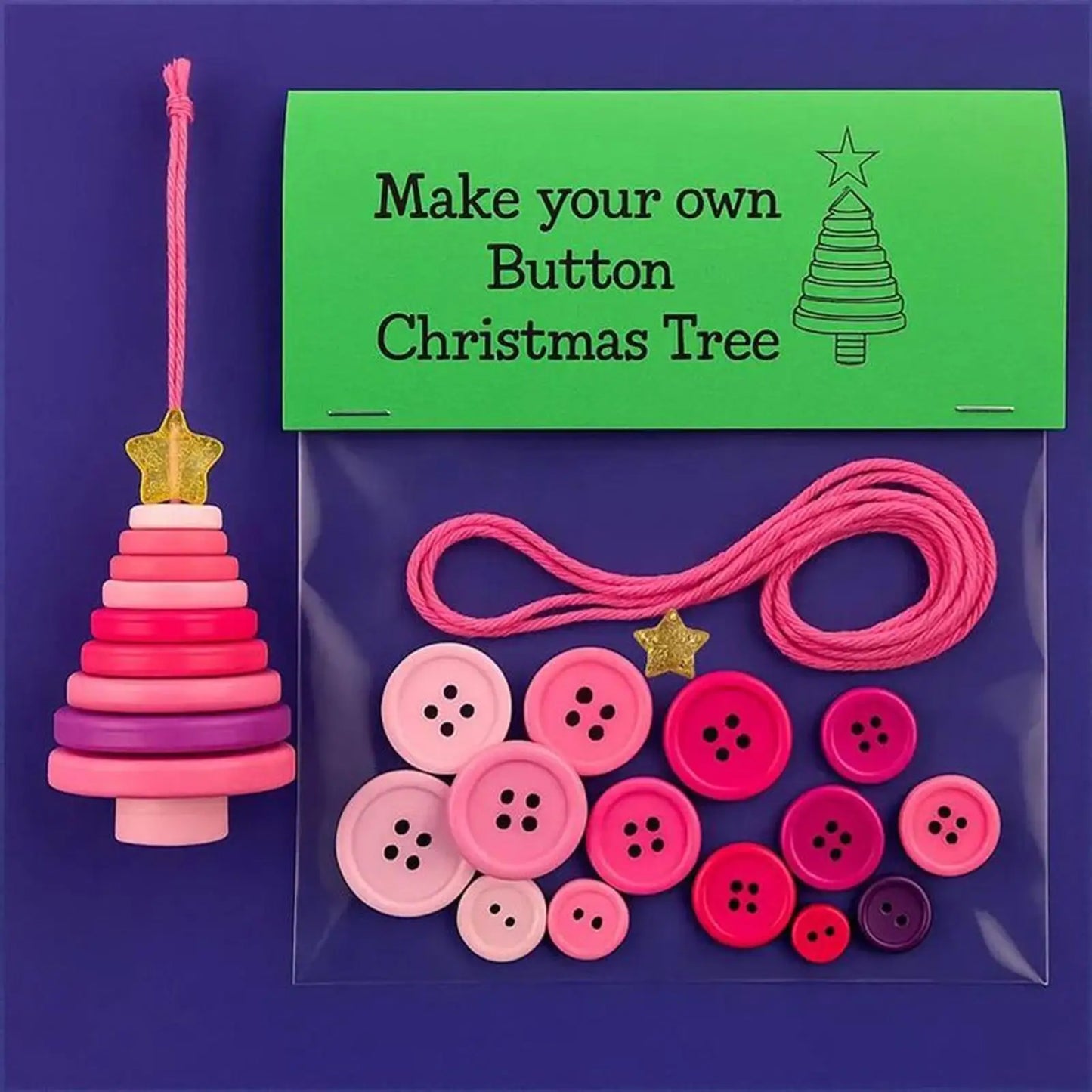 DIY Knopf-Weihnachtsbaum-Ornament-Set – handgemachte Schneemann-Bastelsets für festliche Weihnachtsbaumdekoration und Partydeko