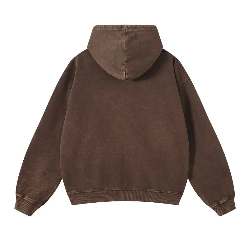 Heavyweight High Street Washed 520G Hooded Sweatshirt Vintage Dark Loose Oversized Unisex Hoodie