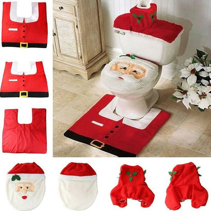 Niedliche Weihnachts-Toilettensitzbezüge, kreativer Weihnachtsmann, Badezimmermatte, Weihnachtszubehör für Zuhause, Neujahr, Navidad, Geschenk, Dekoration