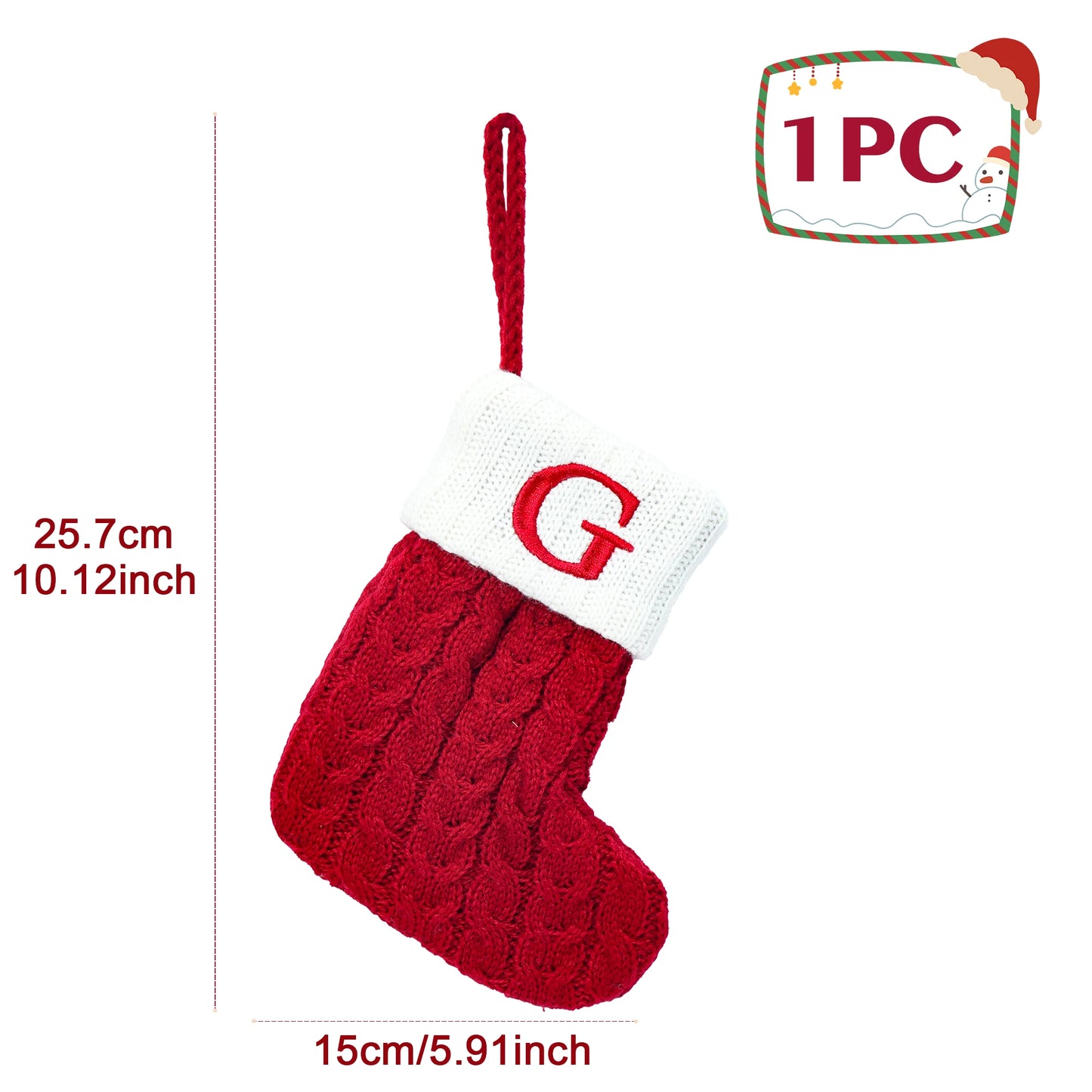 Weihnachtssocken Stricken mit Schneeflocken & Buchstaben – Weihnachtsstrumpf Ornament 2025 für Zuhause & Weihnachtsbaum – Geschenk Navidad Natal